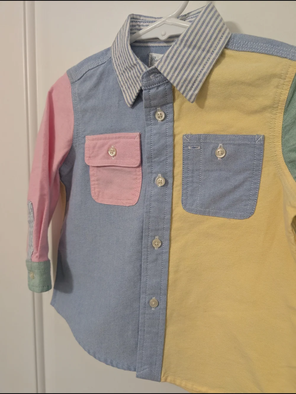 $ Ralph Lauren Pastel Colorblock Button-Down Shirt - Pink, Blue, Yellow, Green‎